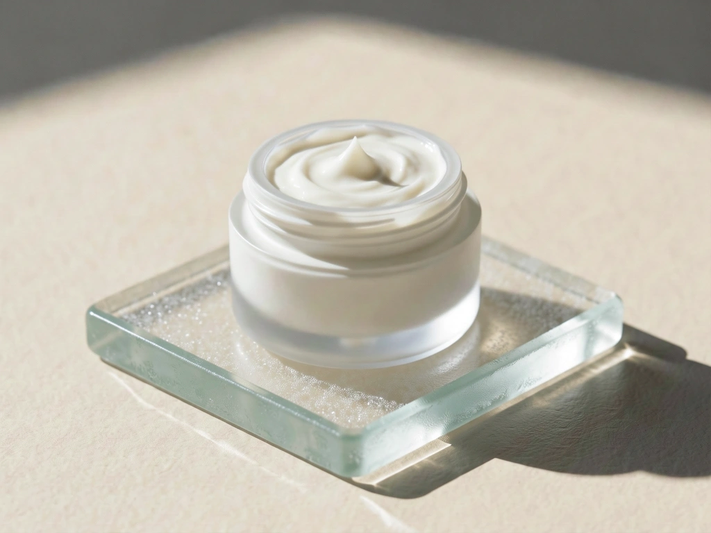 High-end skincare bottle on frosted glass